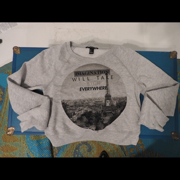 Xxi Tops - CROP GRAPHIC PARIS EIFFEL TOWER SWEATSHIRT YOGA